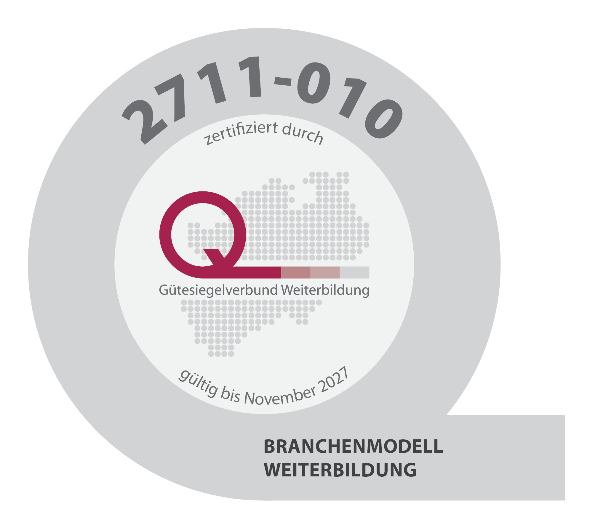 Qualitätssiegel 2711-010 des Gütesiegelverbunds Weiterbildung