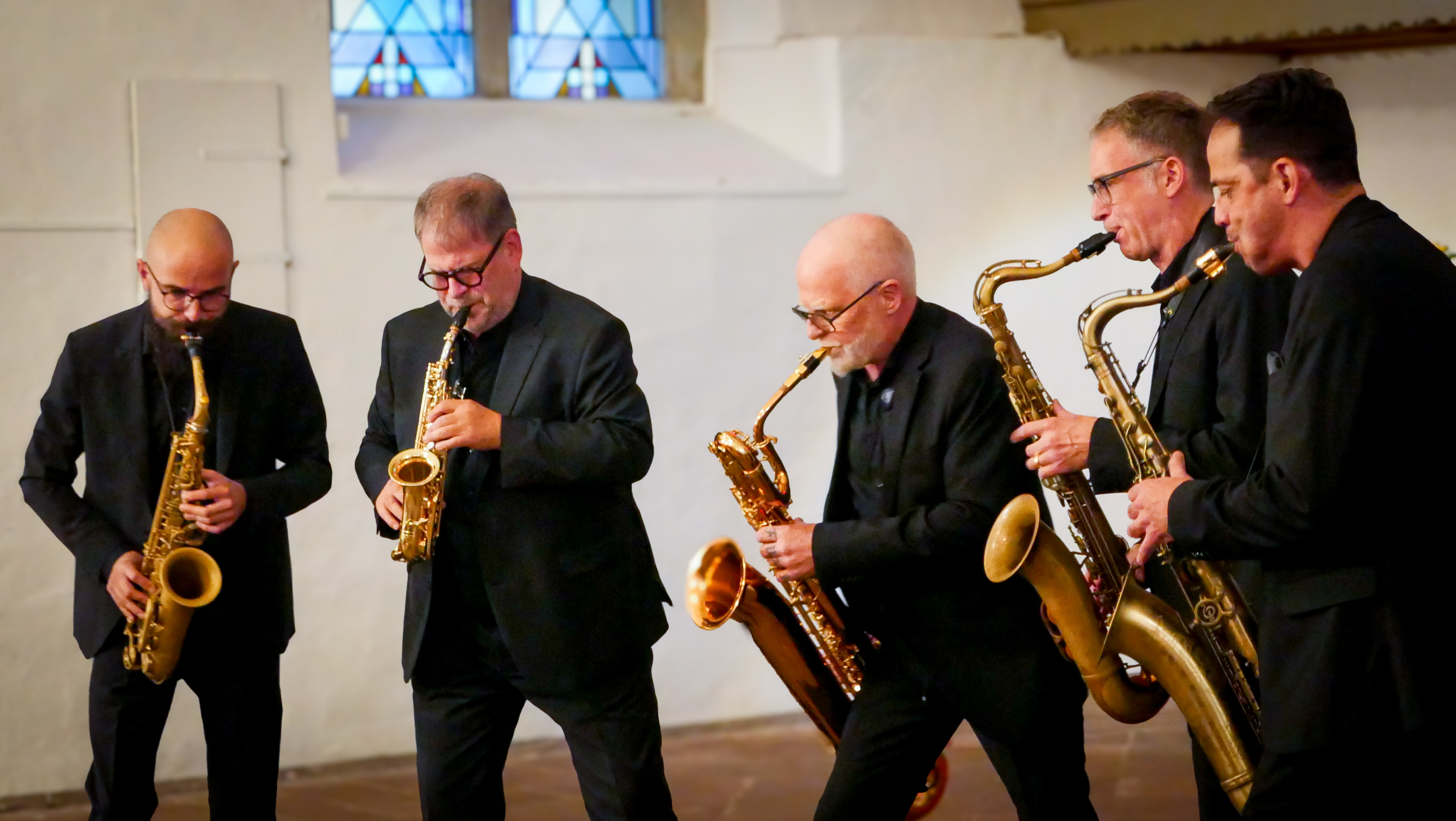 Die Musiker des Quintessence Saxophon Quintets beim Spiel